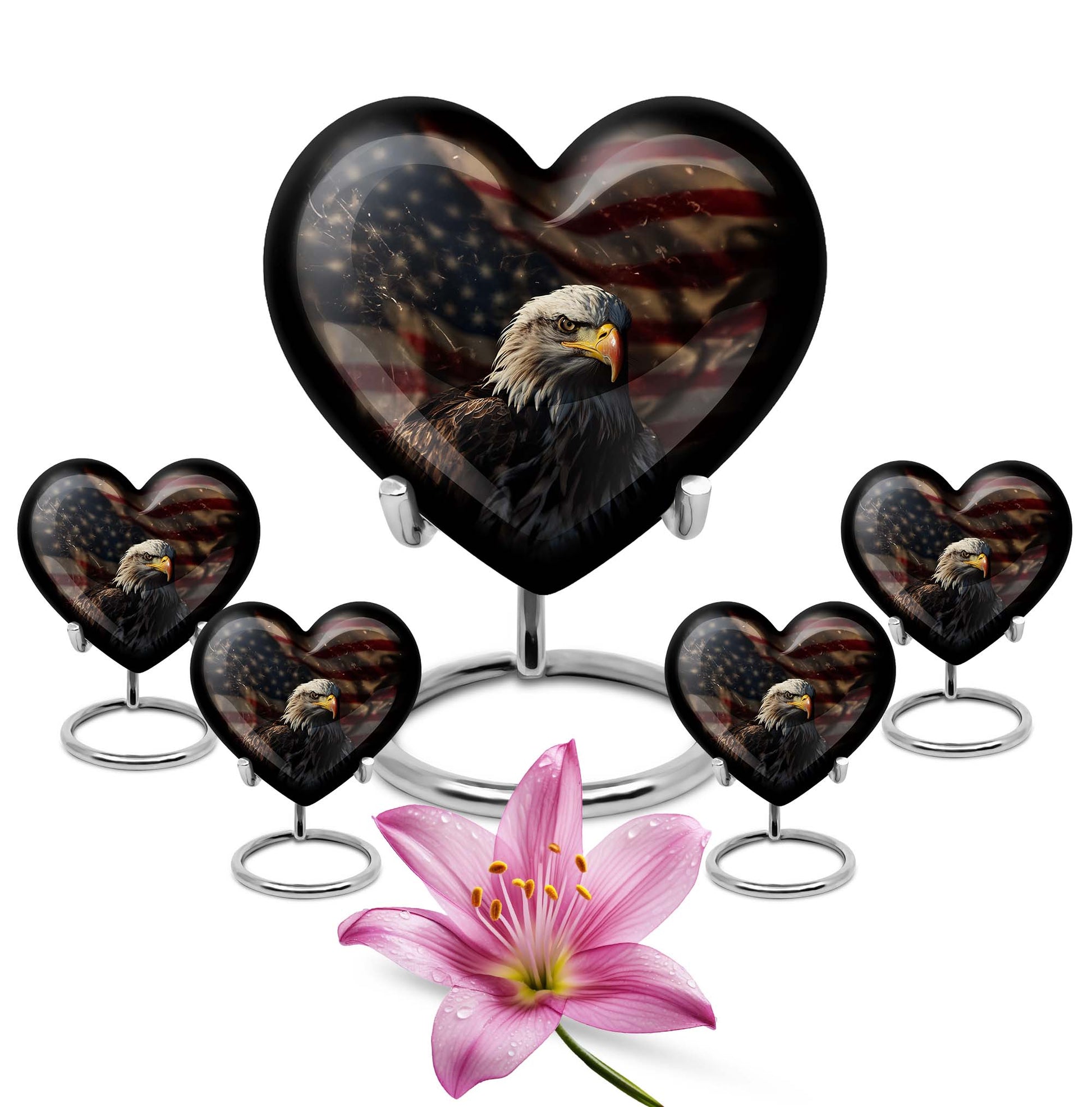 Eagle Theme Large Urn With 4 Keepsake Urn