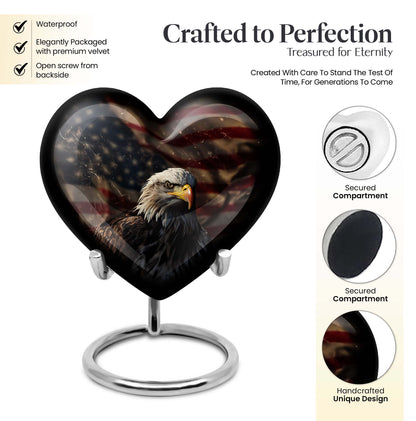 Heart-shaped EAGLE urn with Wolf Howling