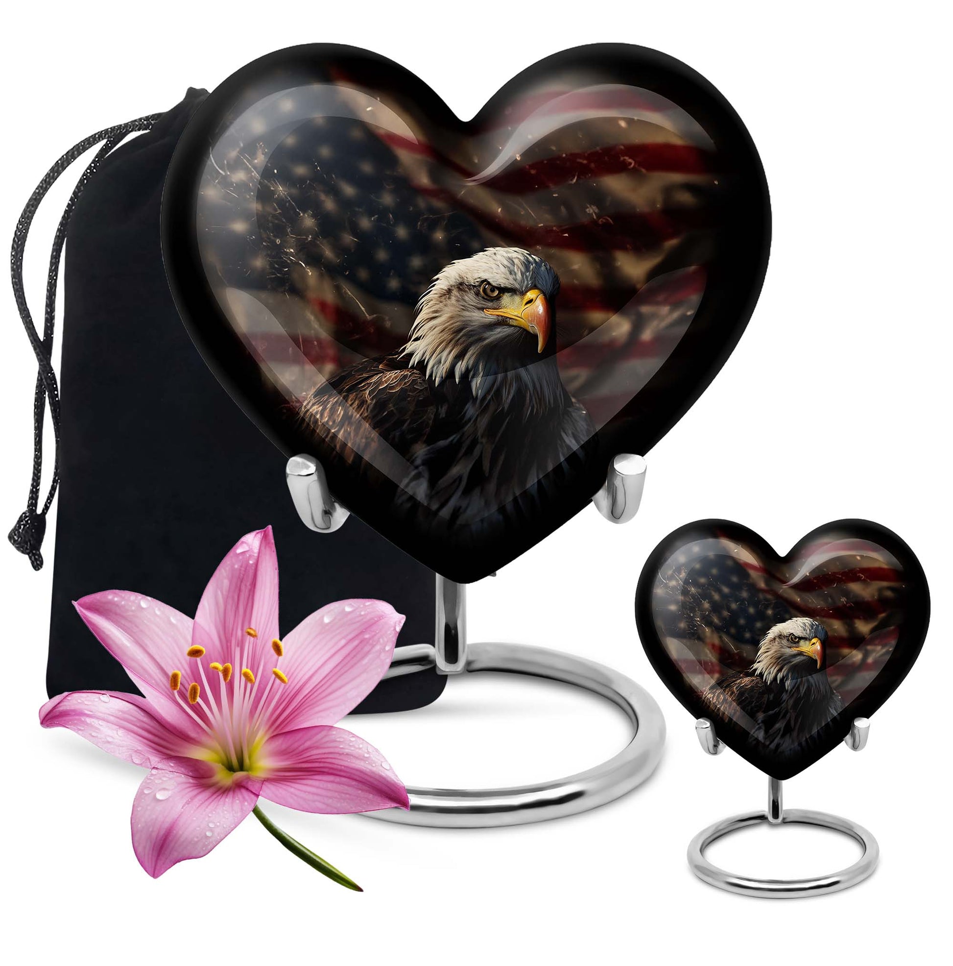 Eagle Theme Large Urn With 1 Keepsake Urn