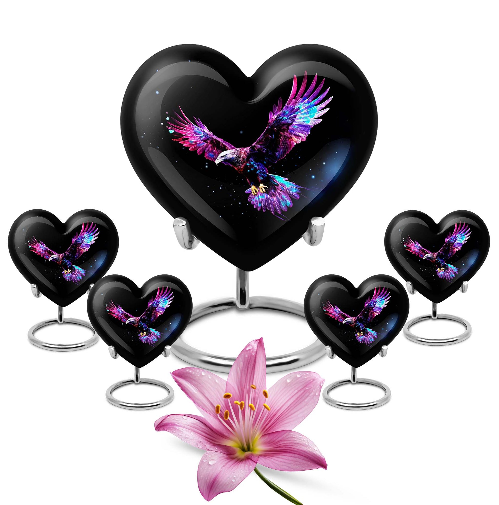 Eagle Theme Large Urn With 4 Keepsake Urn