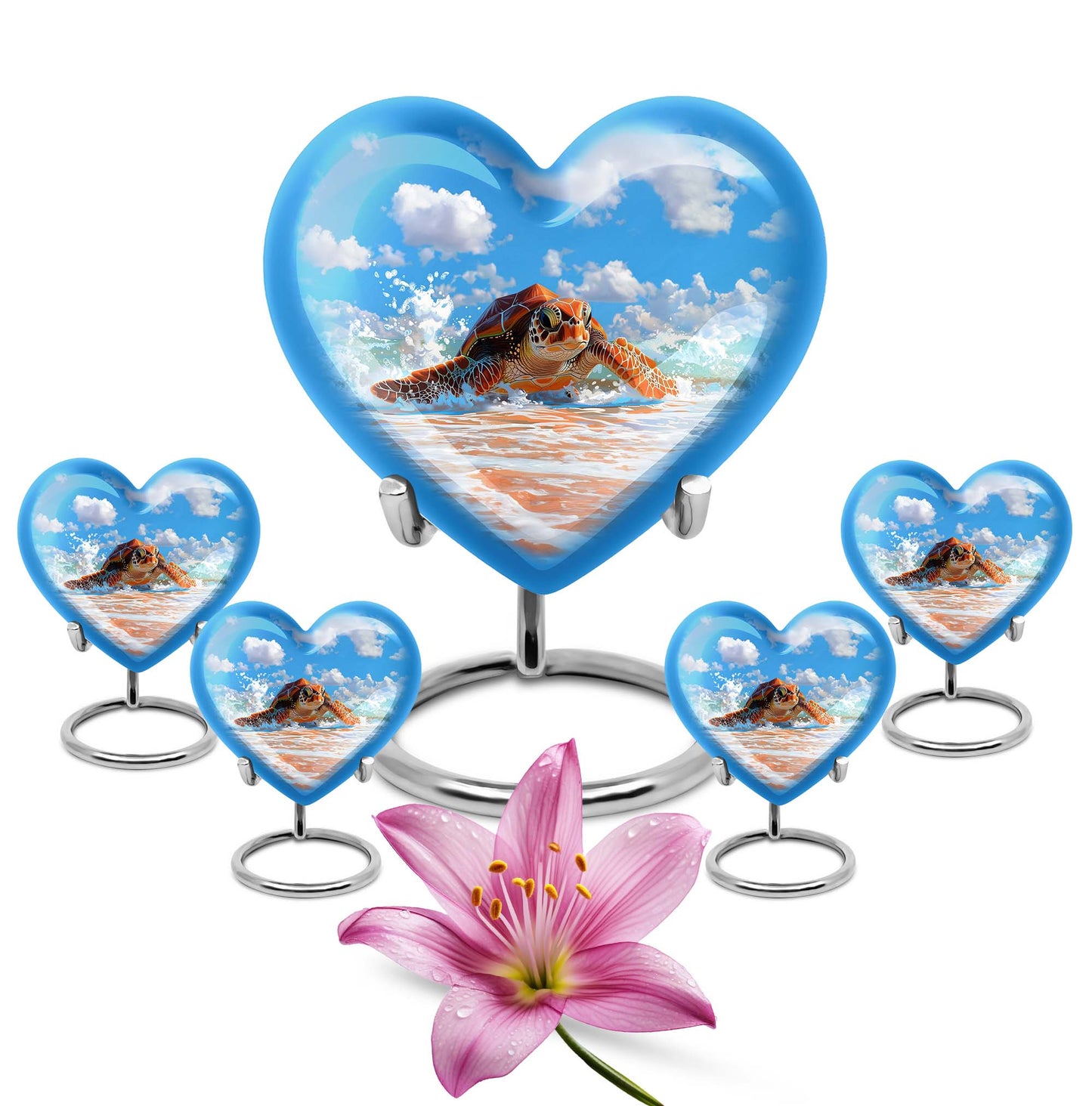 Turtle Theme Large Urn With 4 Keepsake Urn