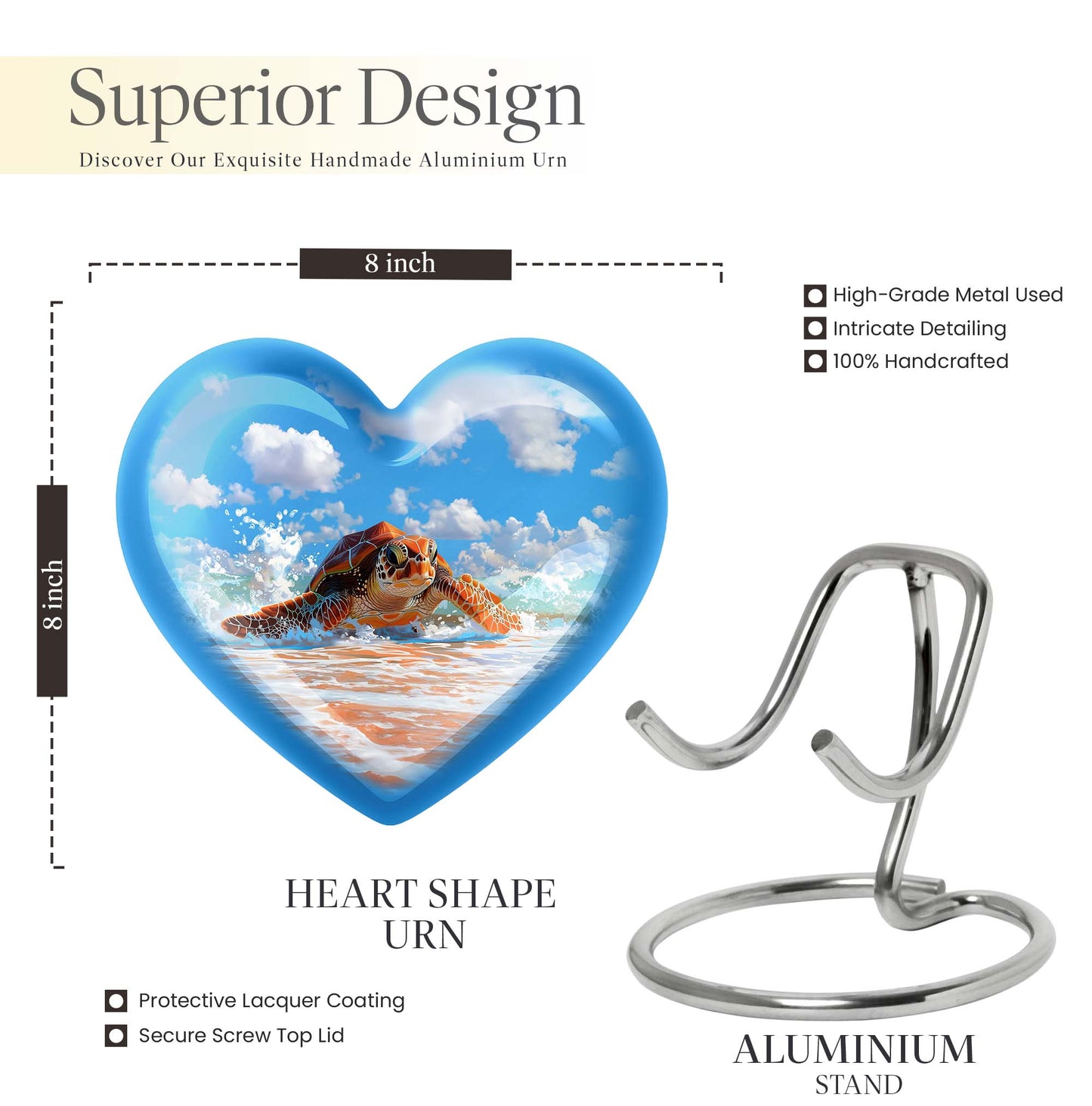 TURTLE urn heart design