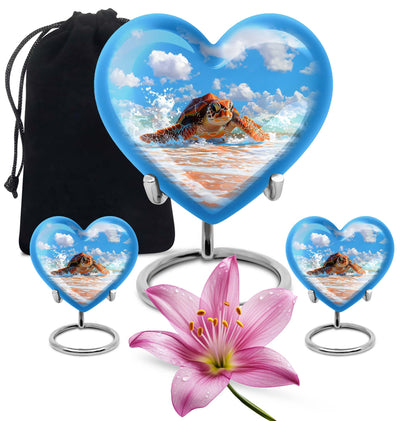 Turtle Theme Large Urn With 2 Keepsake Urn