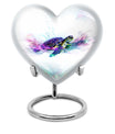 10-inch heart-shaped TURTLE urn with wolf howling design, ideal for dad's ashes