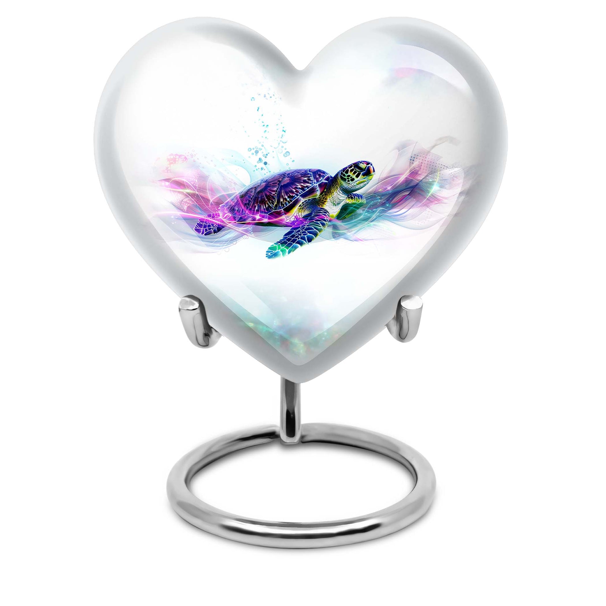 10-inch heart-shaped TURTLE urn with wolf howling design, ideal for dad's ashes