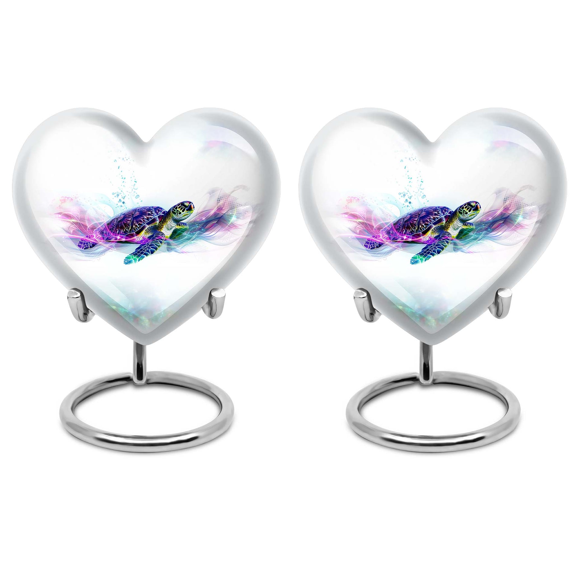 10-inch heart-shaped TURTLE urn with wolf howling design, ideal for dad's ashes