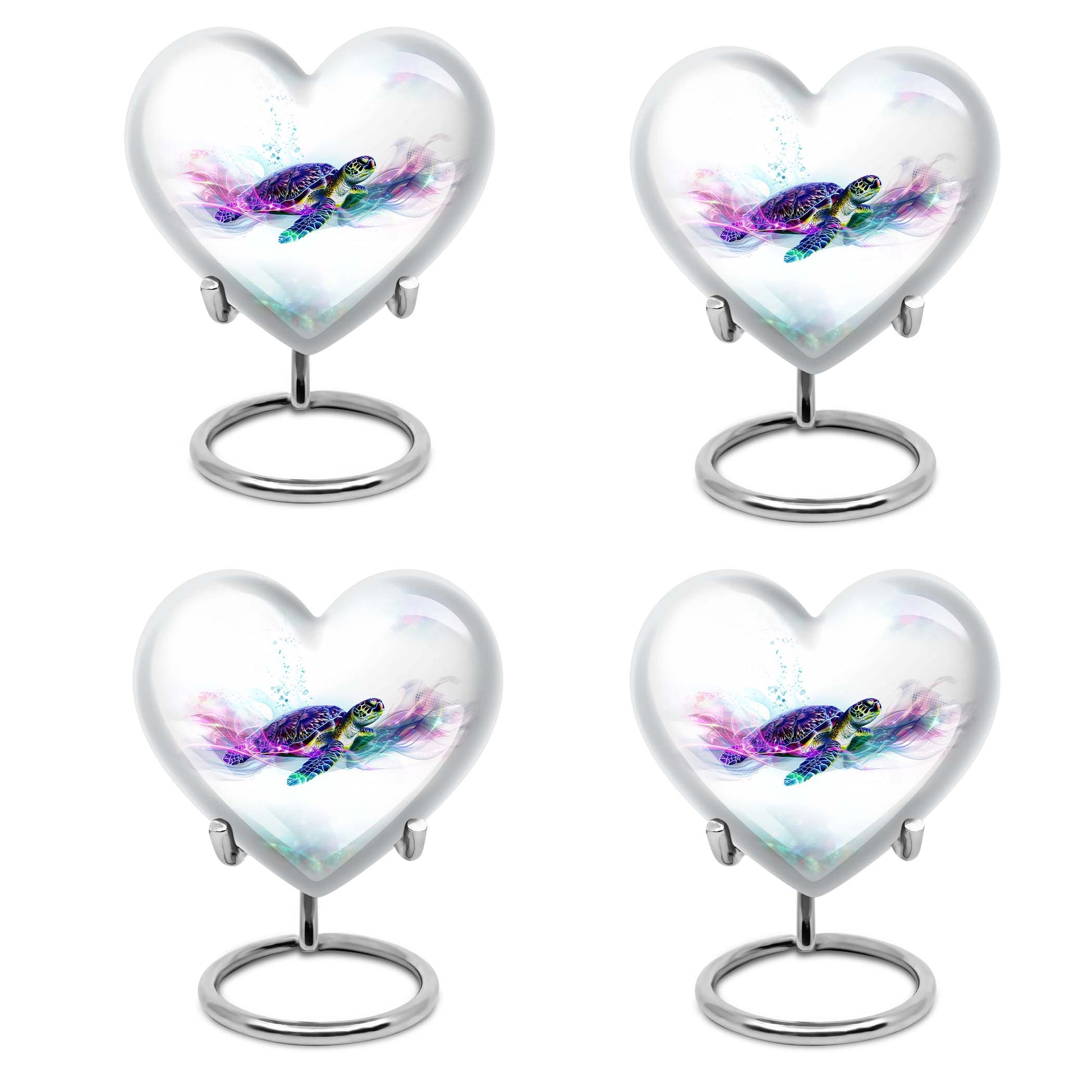 10-inch heart-shaped TURTLE urn with wolf howling design, ideal for dad's ashes