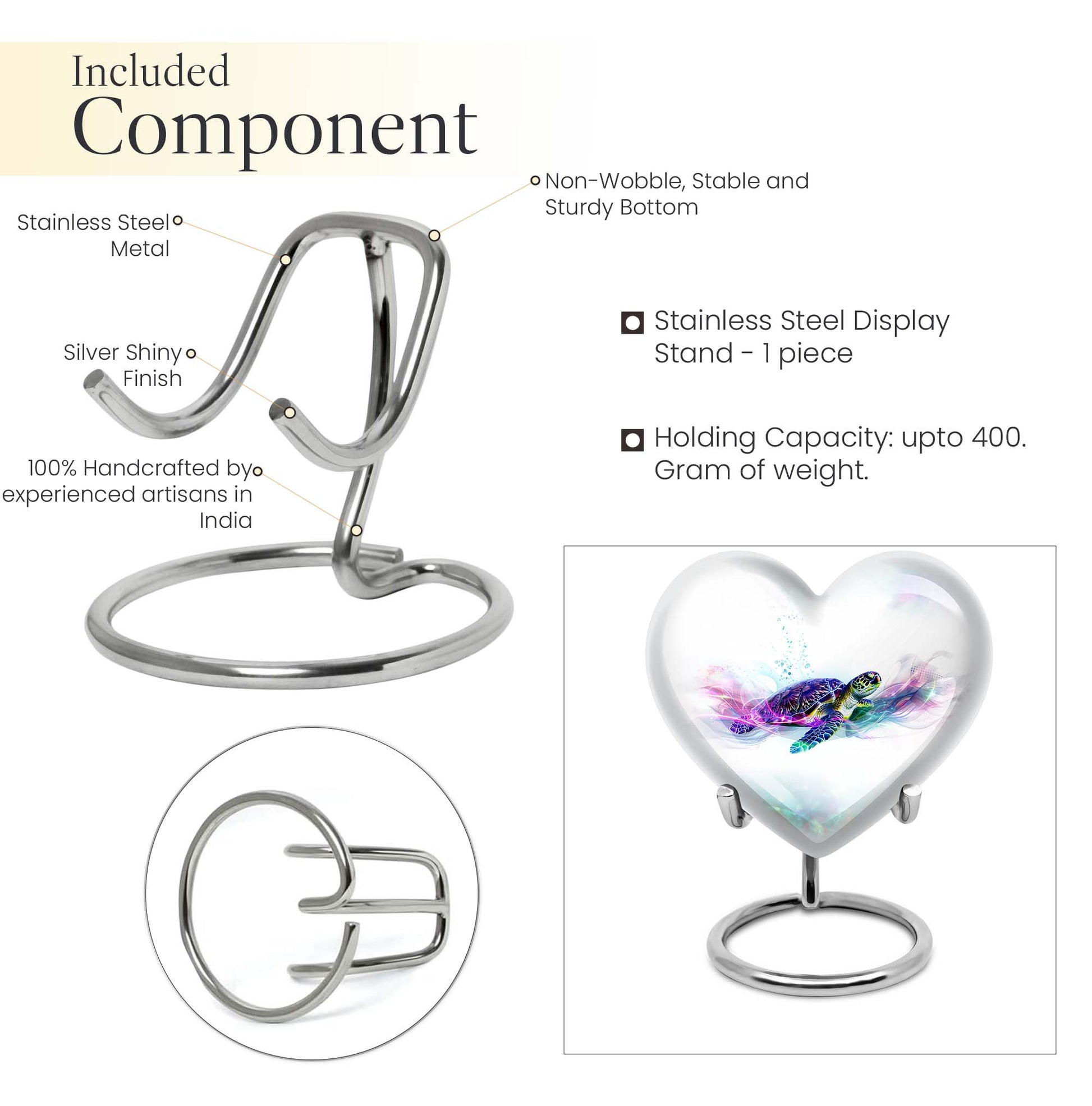10-inch heart-shaped TURTLE urn with wolf howling design, ideal for dad's ashes