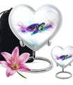 10-inch heart-shaped TURTLE urn with wolf howling design, ideal for dad's ashes