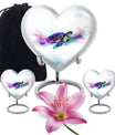 10-inch heart-shaped TURTLE urn with wolf howling design, ideal for dad's ashes