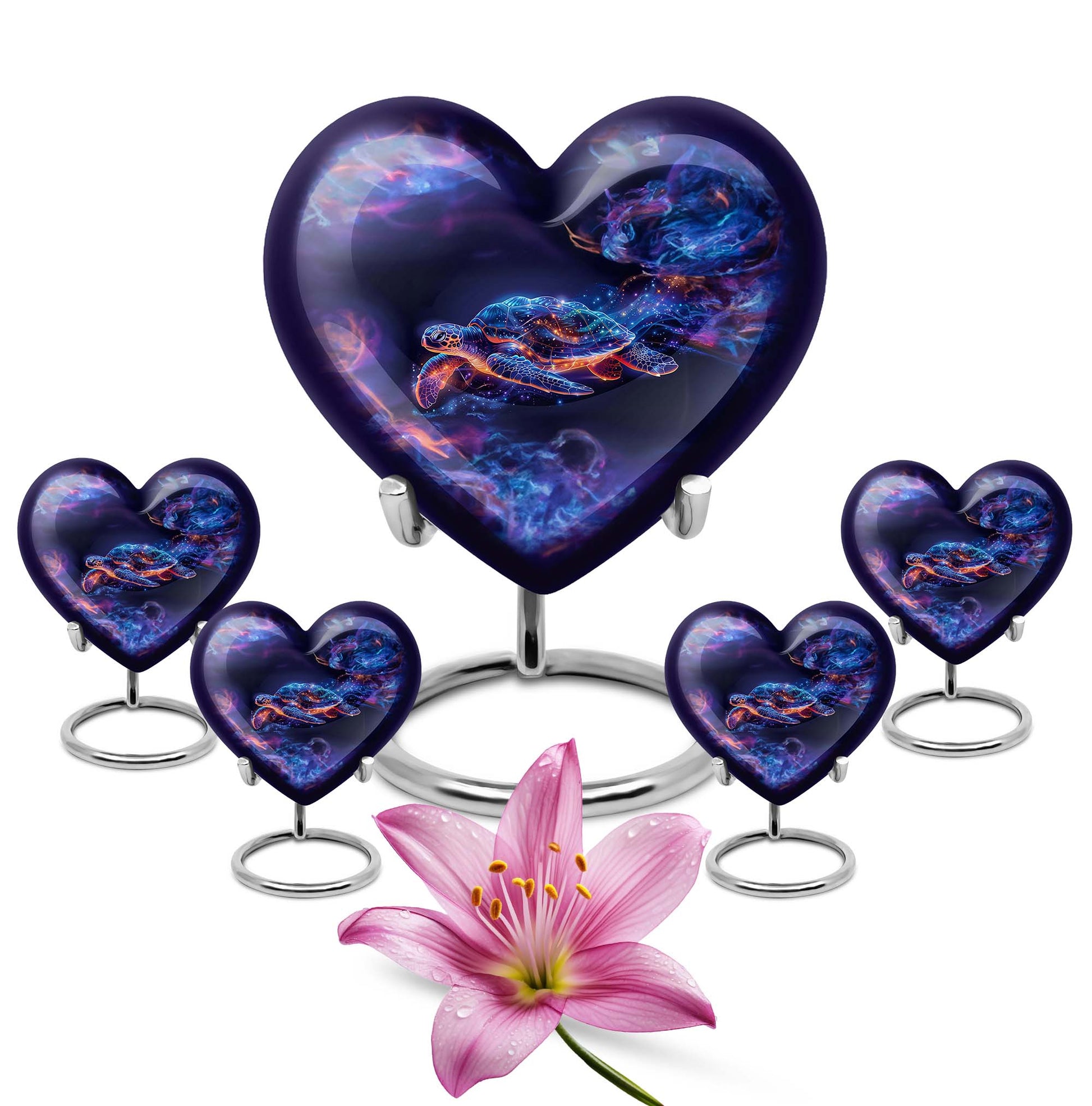 Turtle Theme Large Urn With 4 Keepsake Urn