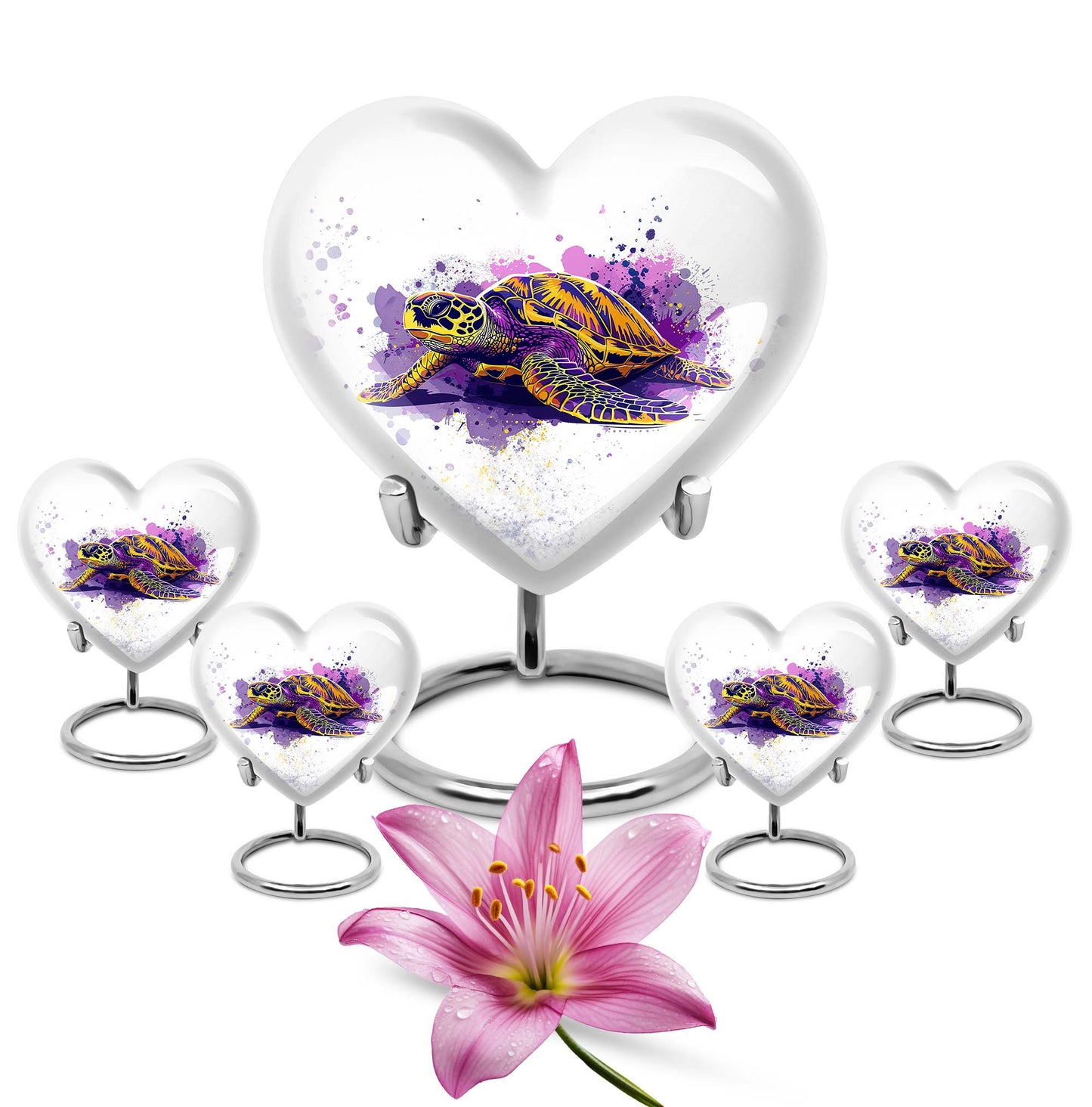 Turtle Theme Large Urn With 4 Keepsake Urn