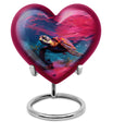 10 inch Turtle Heart Urn featuring a howling wolf