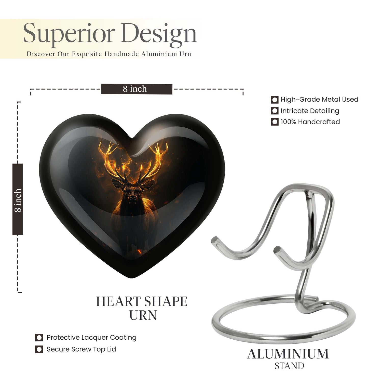 heart-shaped deer urn