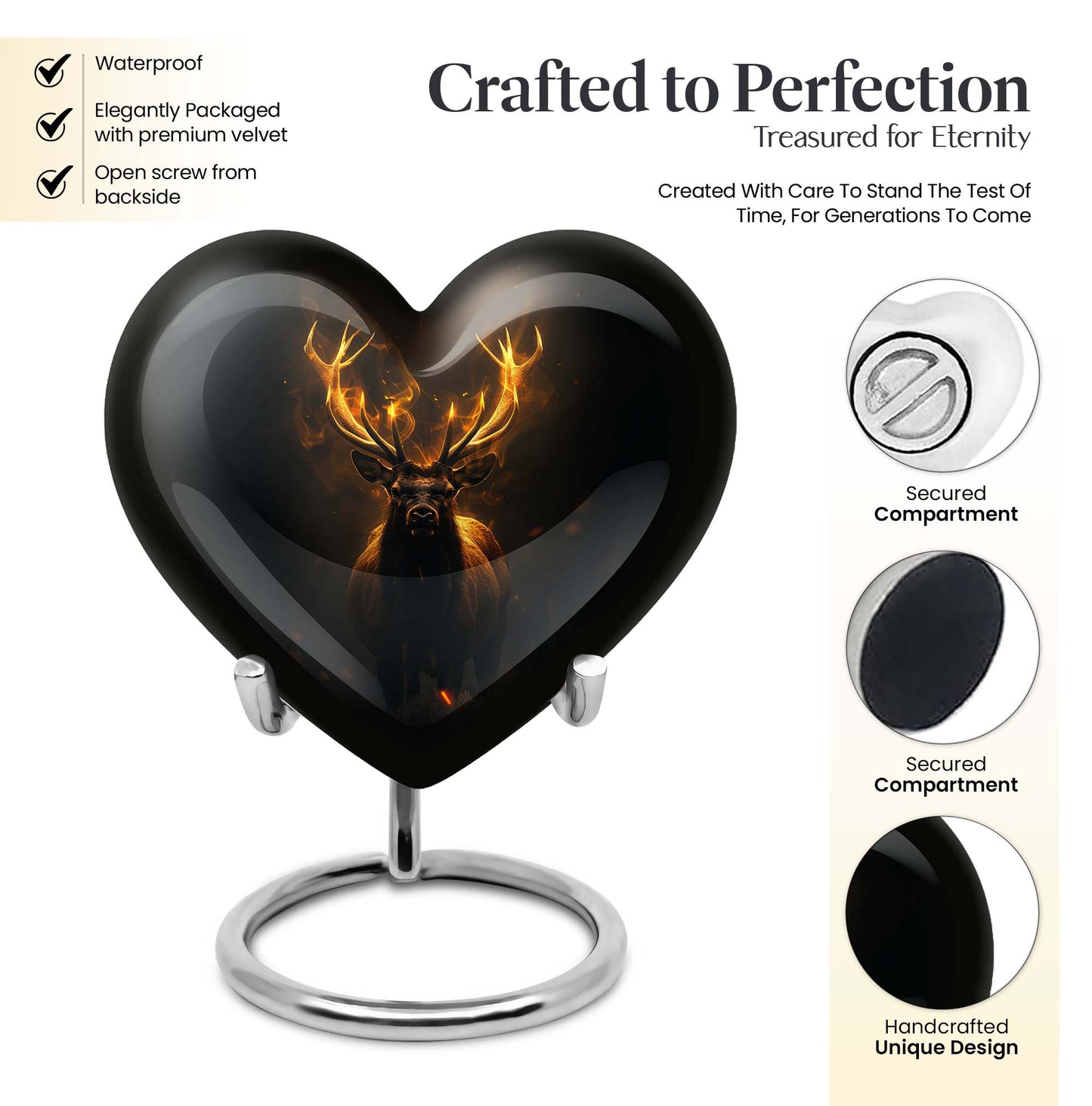 heart-shaped deer urn