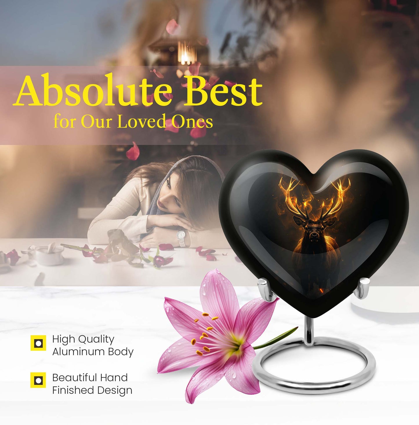 heart-shaped deer urn