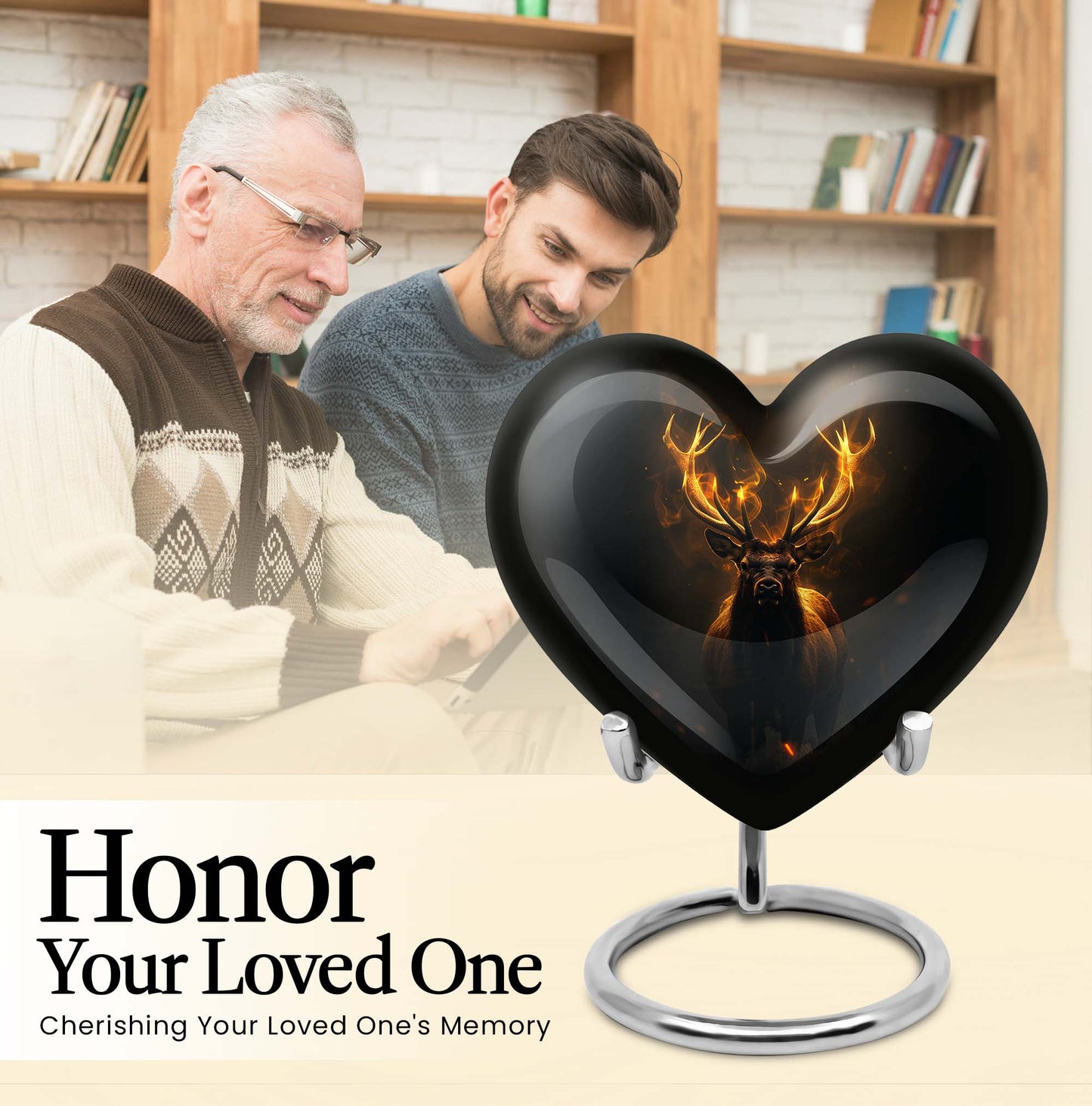 heart-shaped deer urn