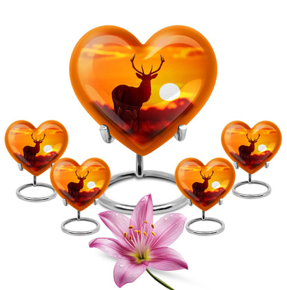 10-inch Deer Urn, Heart-themed memorial urn for mom, Wolf Howling design