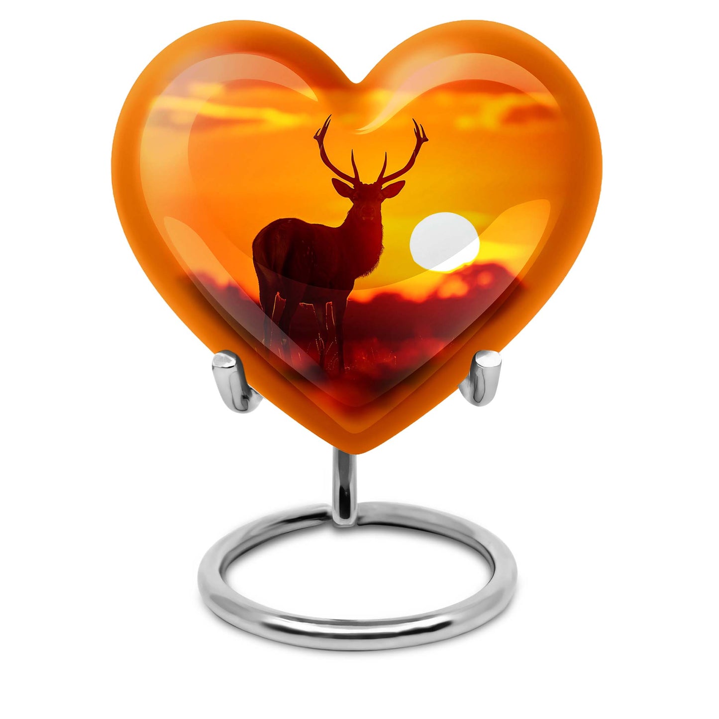 10-inch Deer Urn, Heart-themed memorial urn for mom, Wolf Howling design