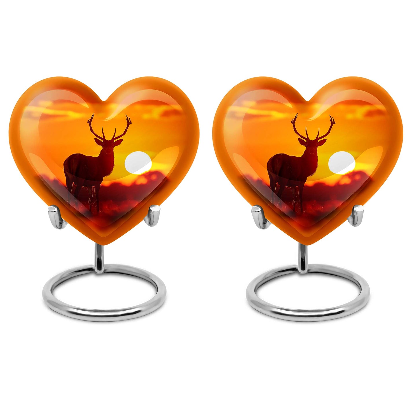 10-inch Deer Urn, Heart-themed memorial urn for mom, Wolf Howling design
