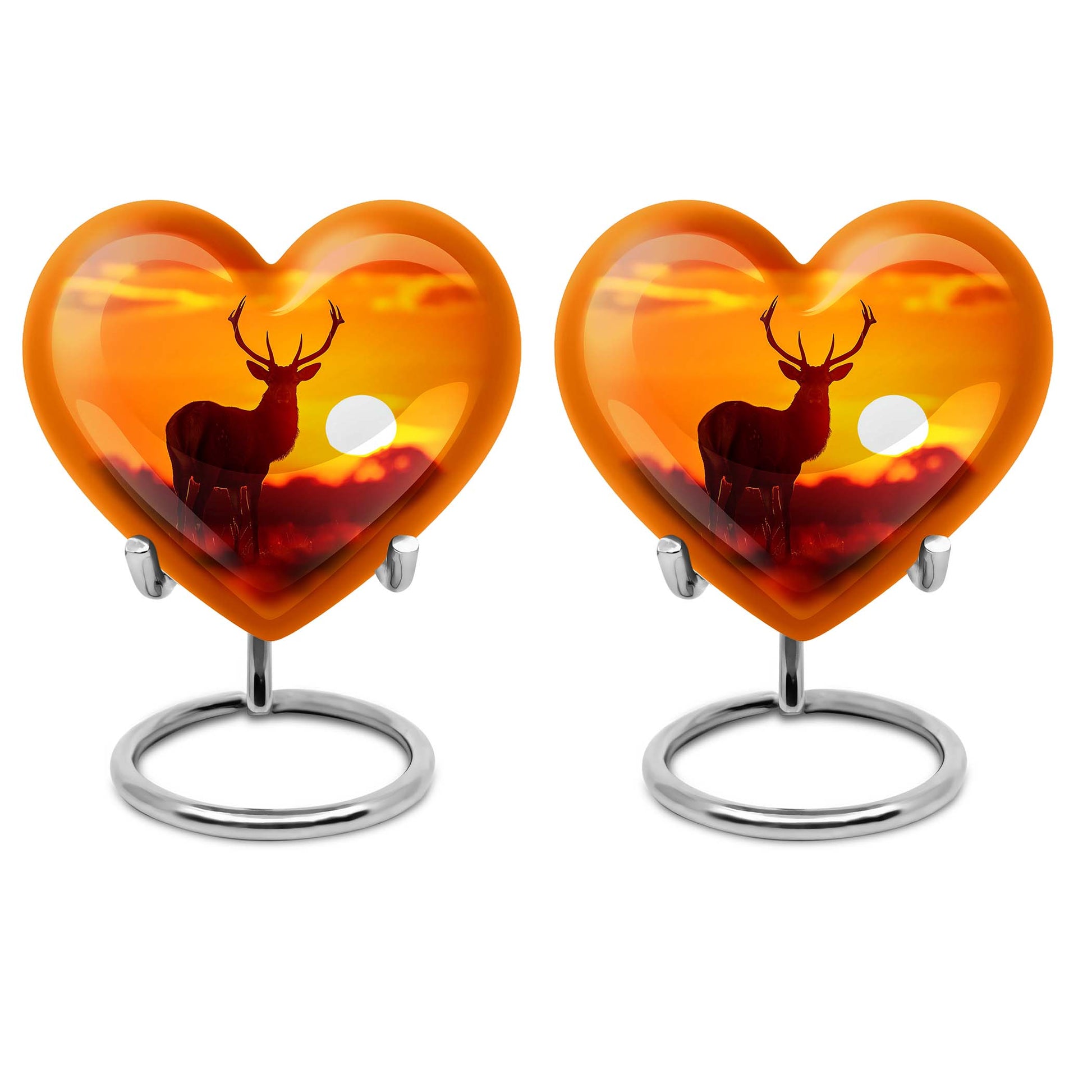 10-inch Deer Urn, Heart-themed memorial urn for mom, Wolf Howling design