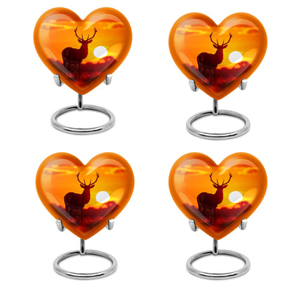 10-inch Deer Urn, Heart-themed memorial urn for mom, Wolf Howling design