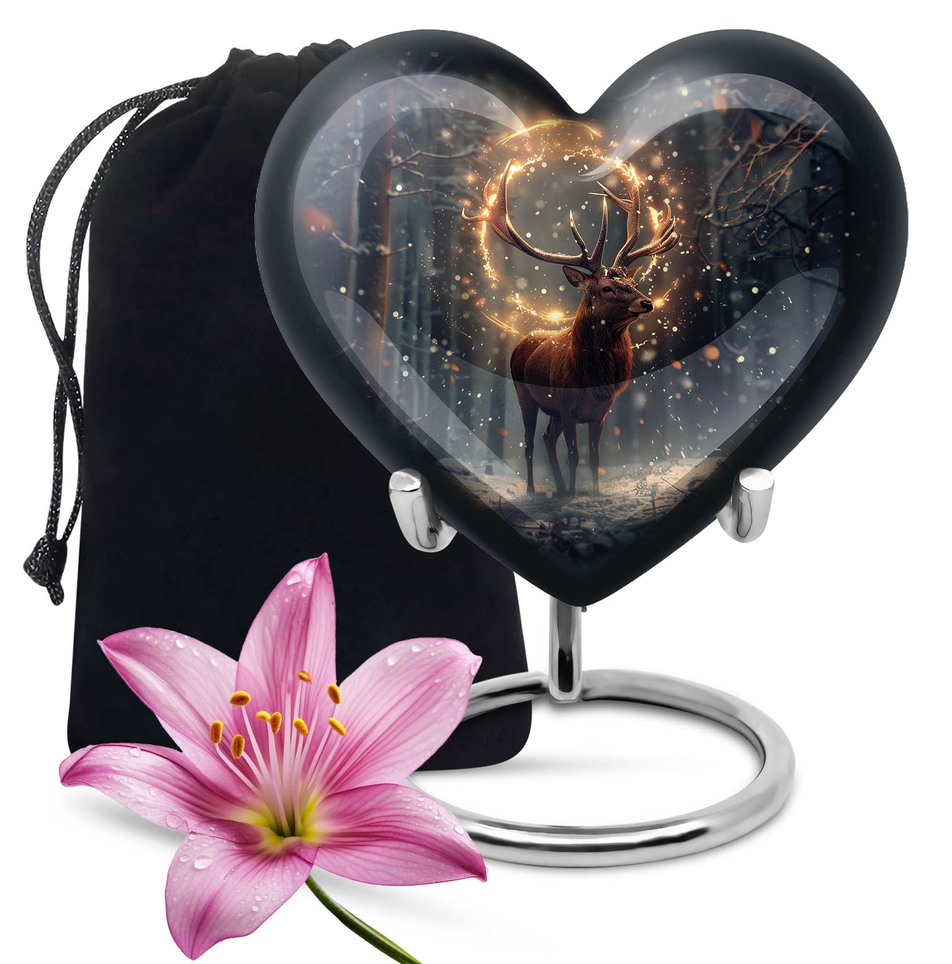  deer urn for memorials, heart design large urn