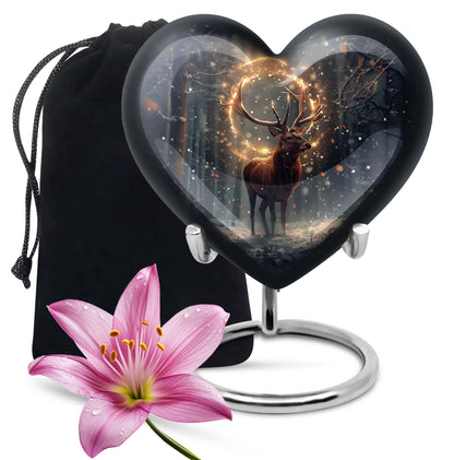  deer urn for memorials, heart design large urn