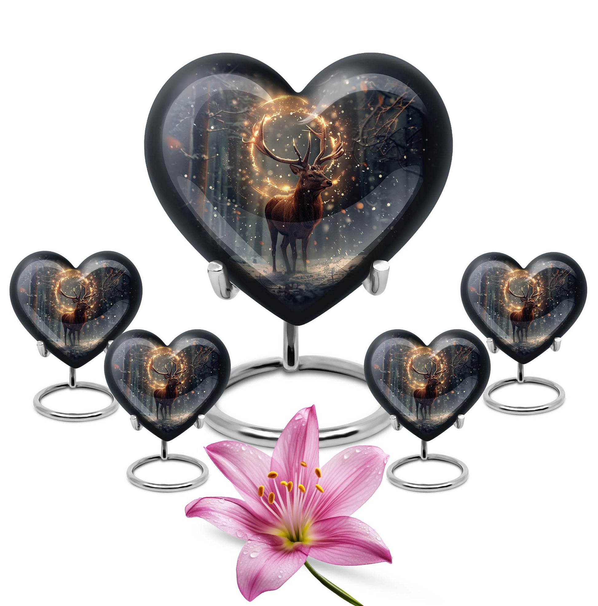  deer urn for memorials, heart design large urn