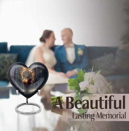  deer urn for memorials, heart design large urn