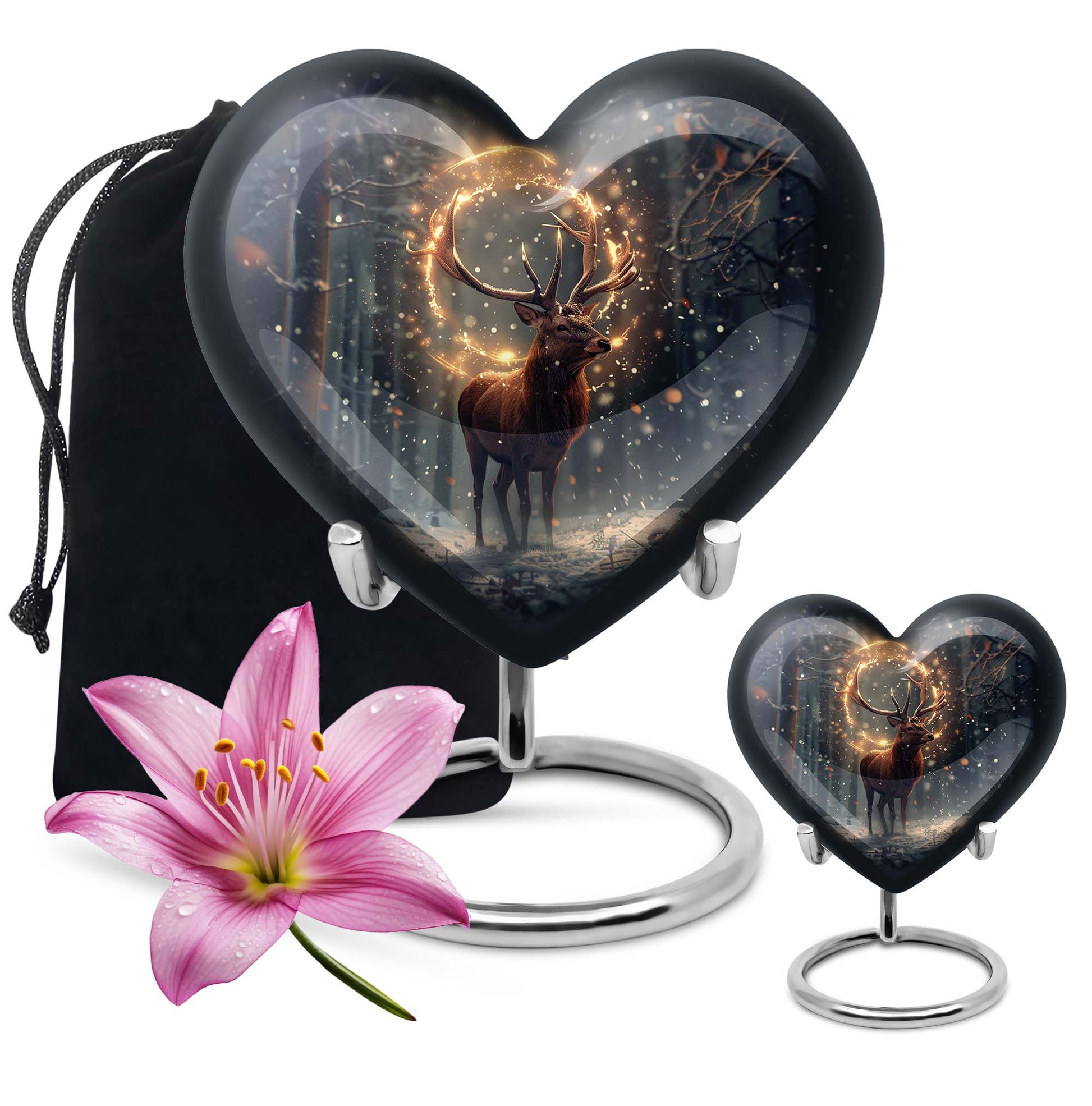  deer urn for memorials, heart design large urn