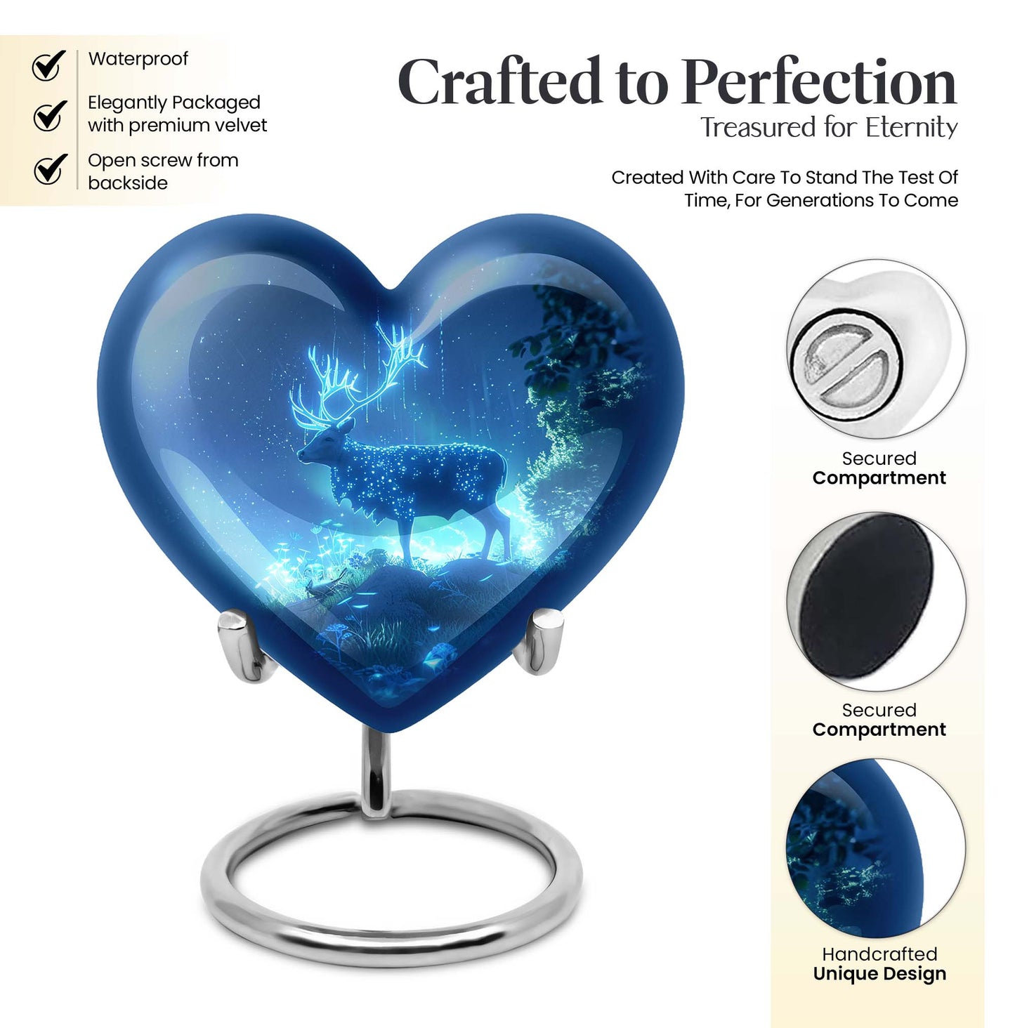 Deer Urn Heart design memorial urn