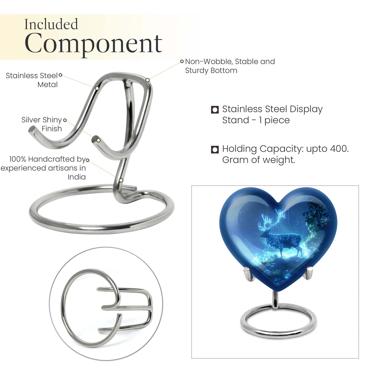 Deer Urn Heart design memorial urn