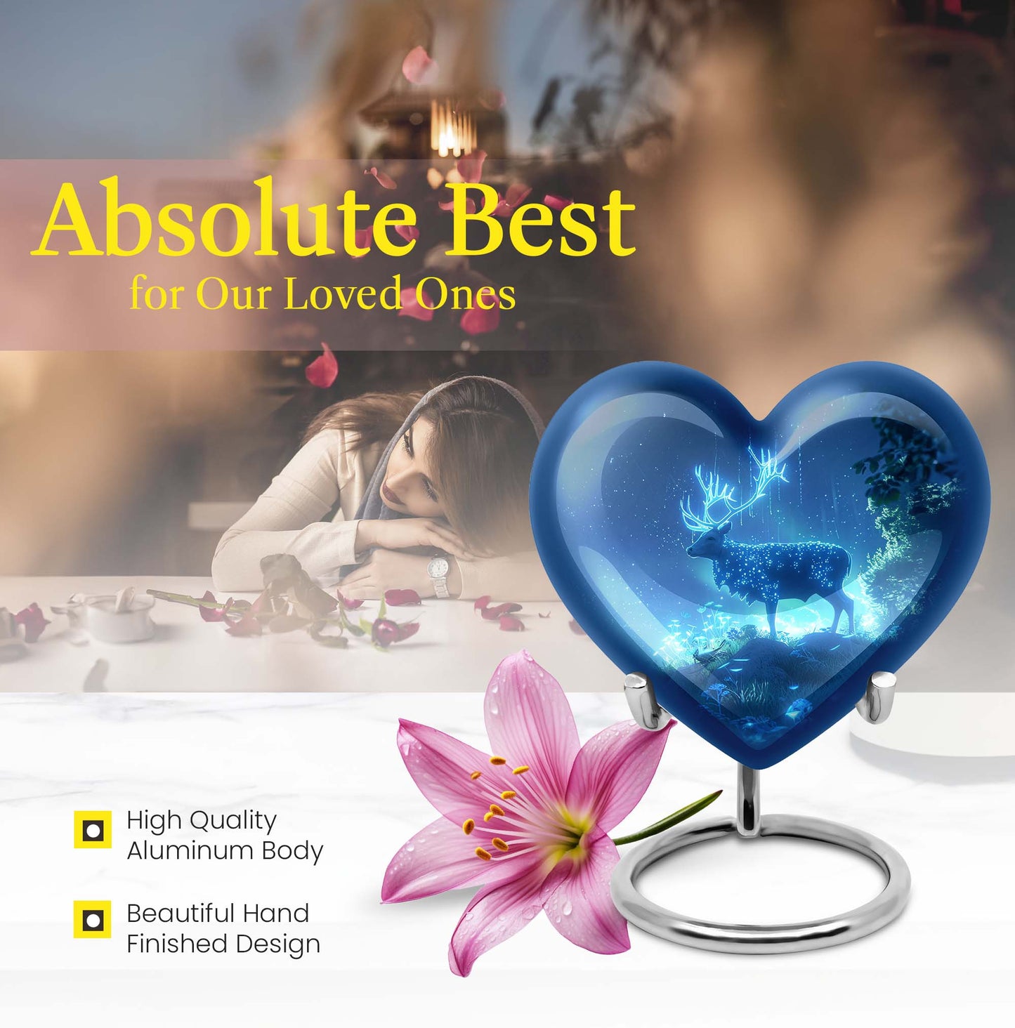 Deer Urn Heart design memorial urn