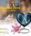 Heart-shaped deer urn for ashes, aluminium funeral urn with wolf howling design