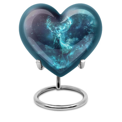 heart urn with deer theme