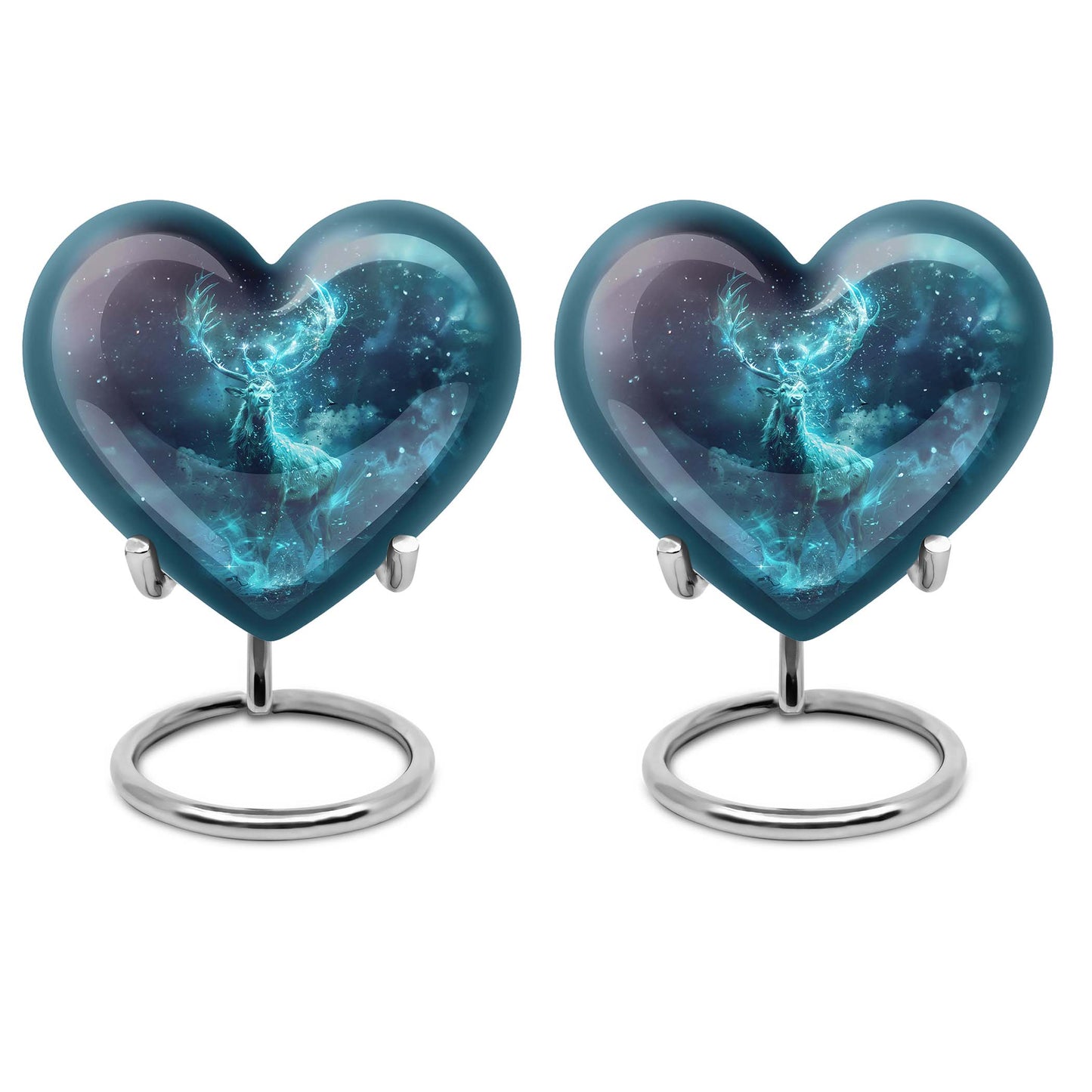 heart urn with deer theme