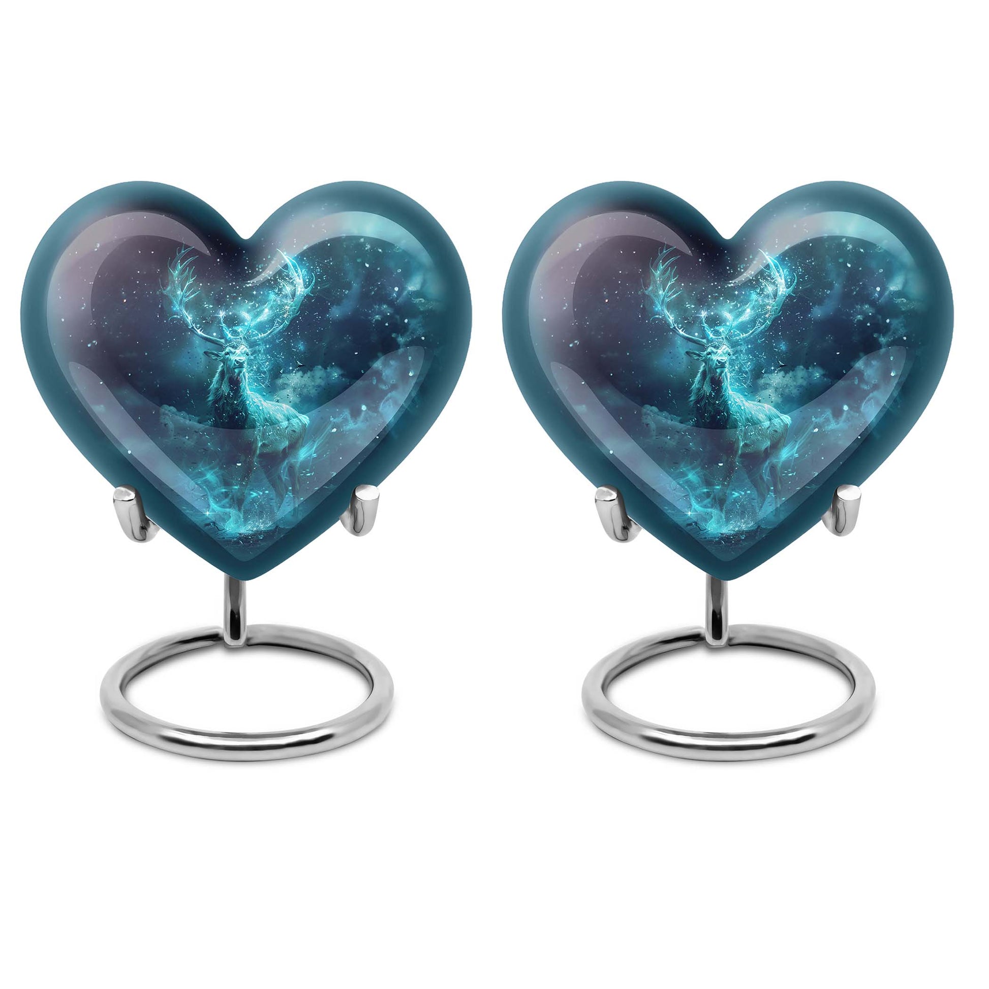 heart urn with deer theme