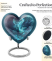 heart urn with deer theme