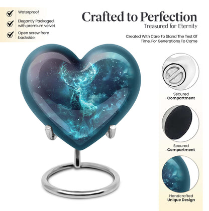 heart urn with deer theme
