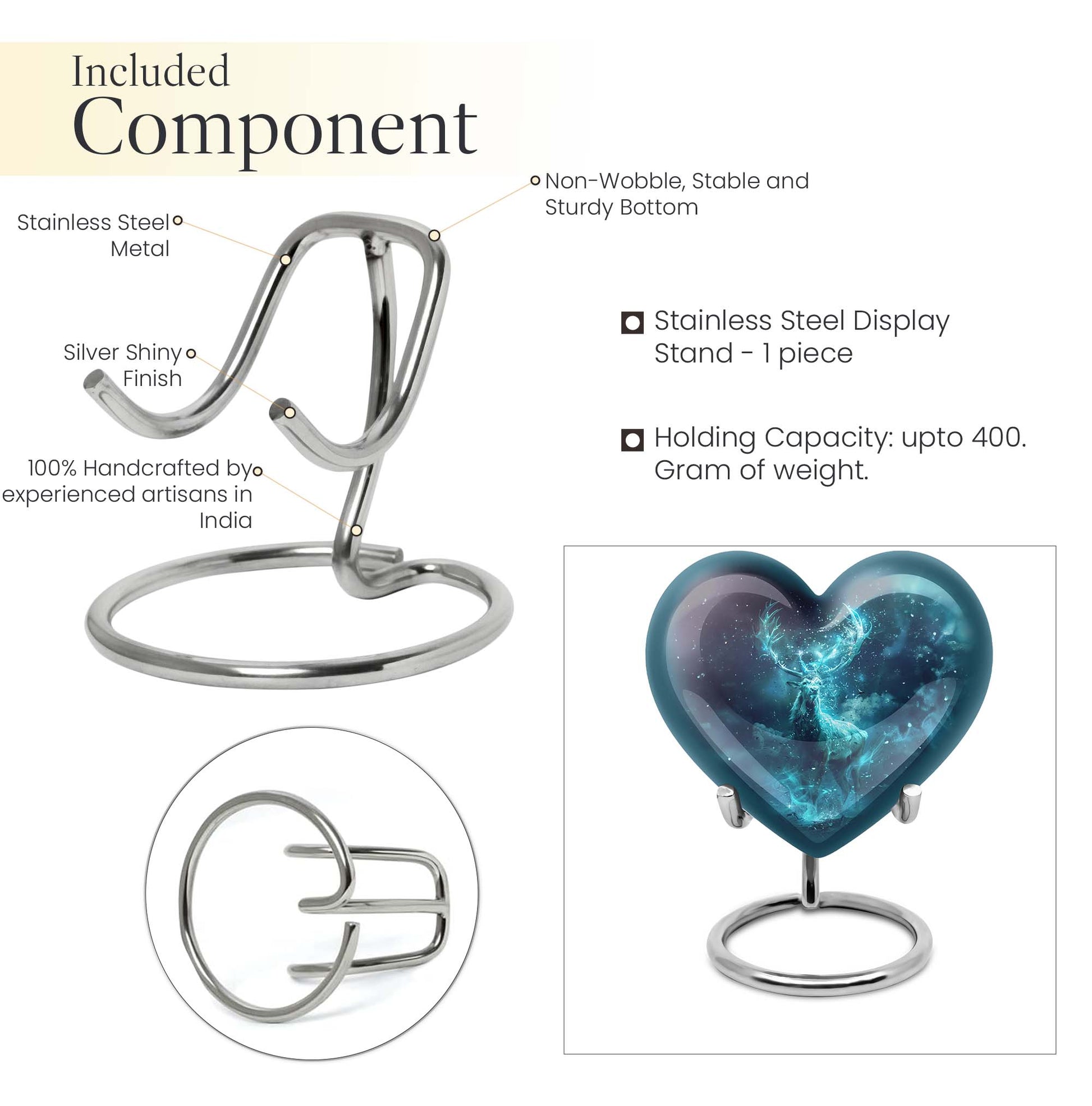 heart urn with deer theme
