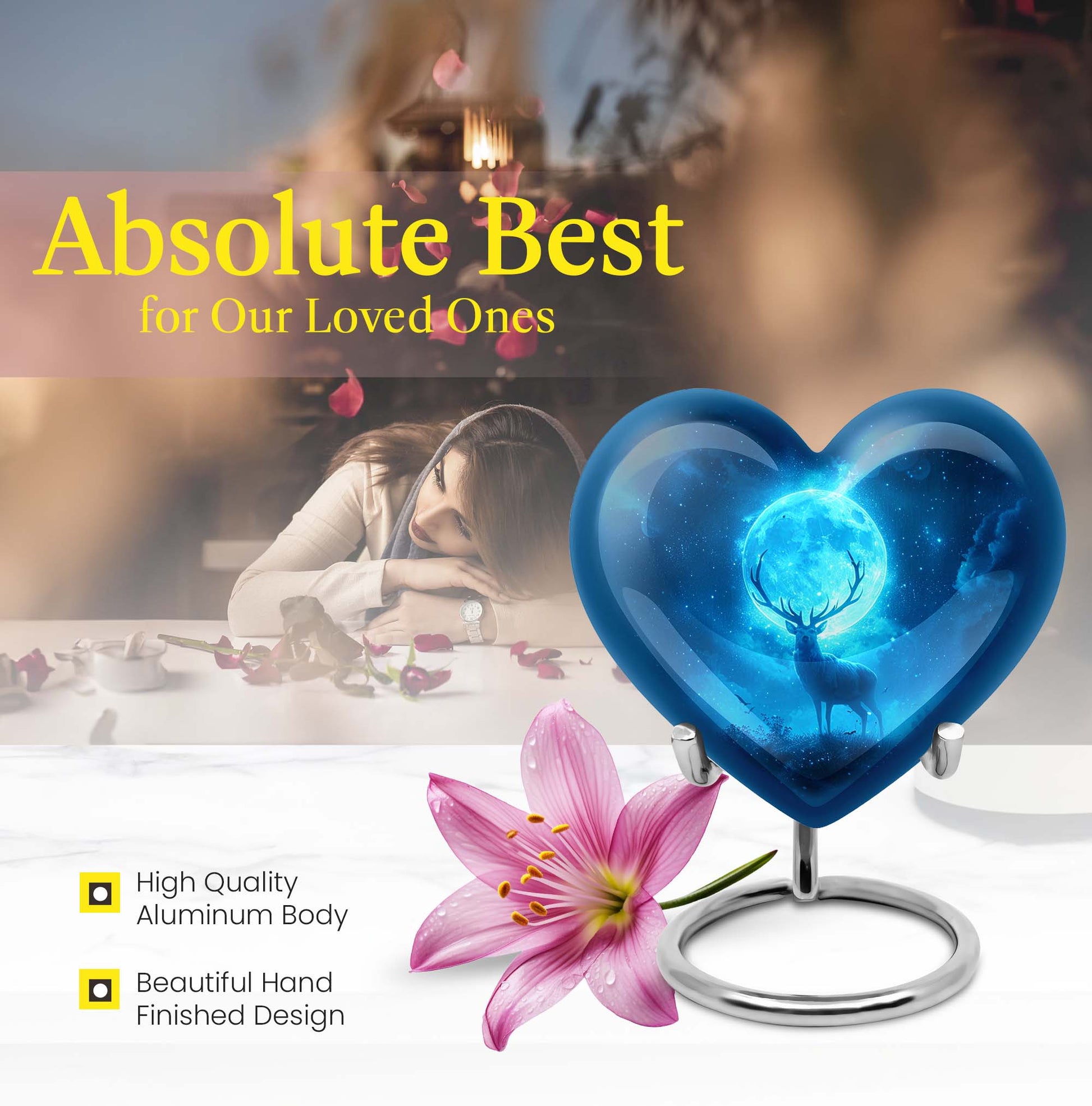 heart-shaped deer urn