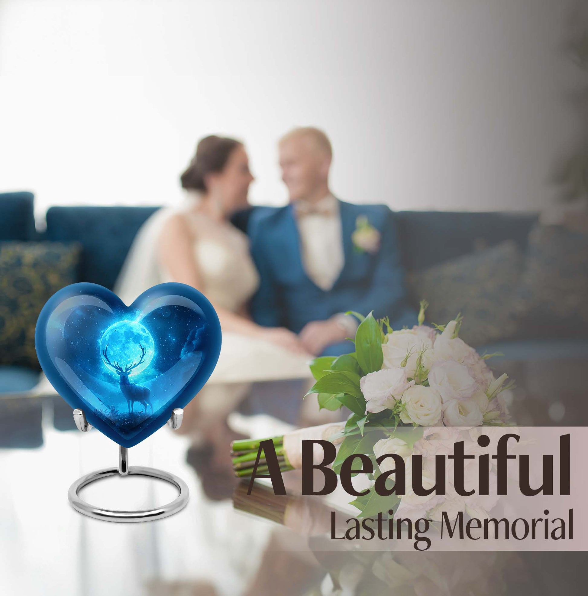 heart-shaped deer urn