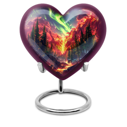 10-inch heart-shaped deer urn, wolf howling theme for adult human ashes memorial with engraving option