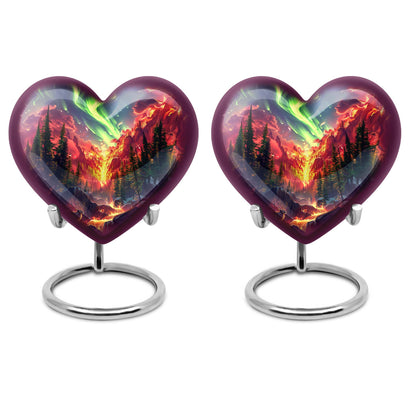 10-inch heart-shaped deer urn, wolf howling theme for adult human ashes memorial with engraving option