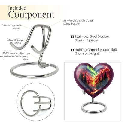 10-inch heart-shaped deer urn, wolf howling theme for adult human ashes memorial with engraving option
