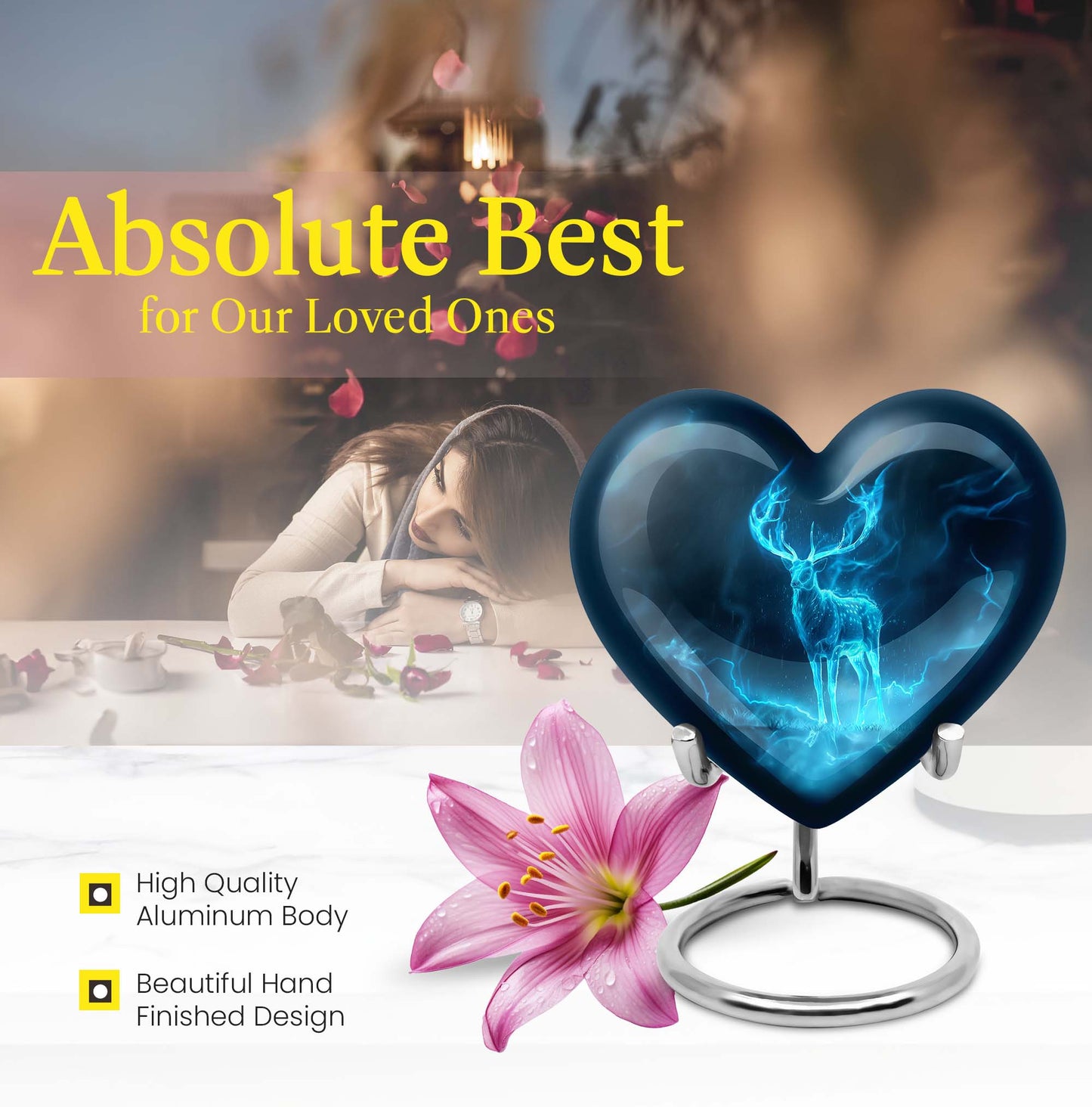  heart design and wolf theme for burial funeral ashes