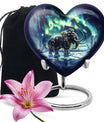 10-inch mammoth heart urn with wolf howling 