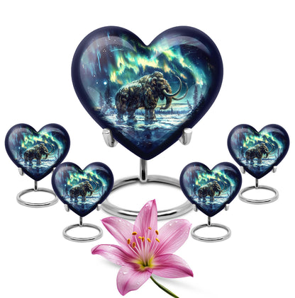 10-inch mammoth heart urn with wolf howling 