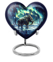 10-inch mammoth heart urn with wolf howling 